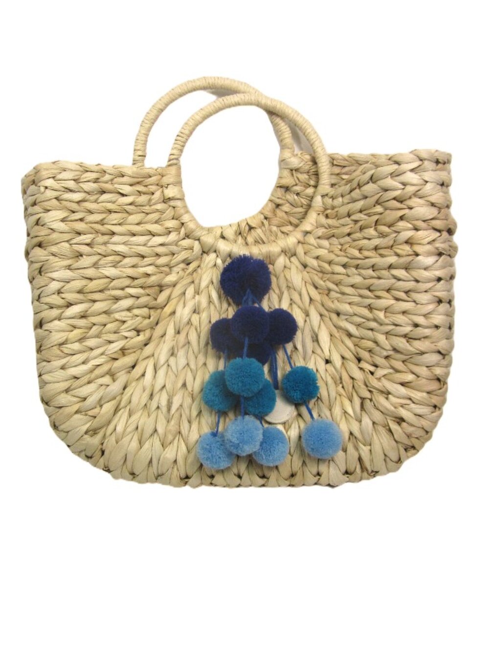 Hat Attack Marley Round Handle Tote Bag Revolve EUC Straw Optional Blue - Picture 3 of 11